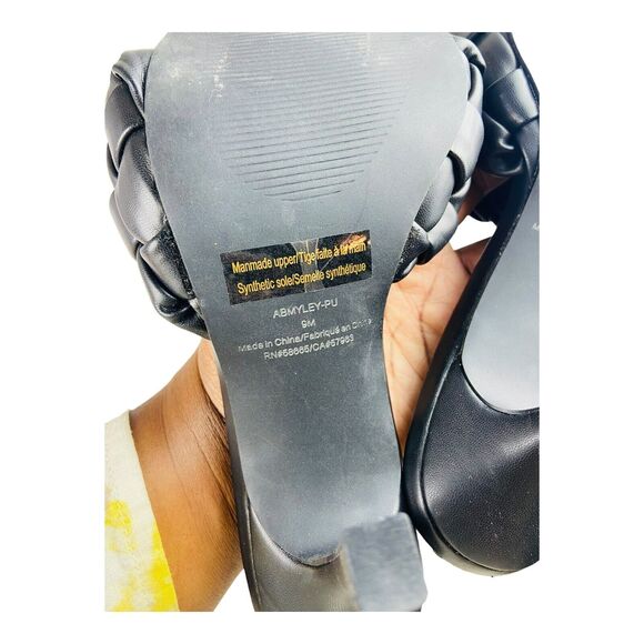 Abound Abmyley Womens Heels Slip On Sandals Braided Faux Leather Straps Black 9M - Picture 7 of 8